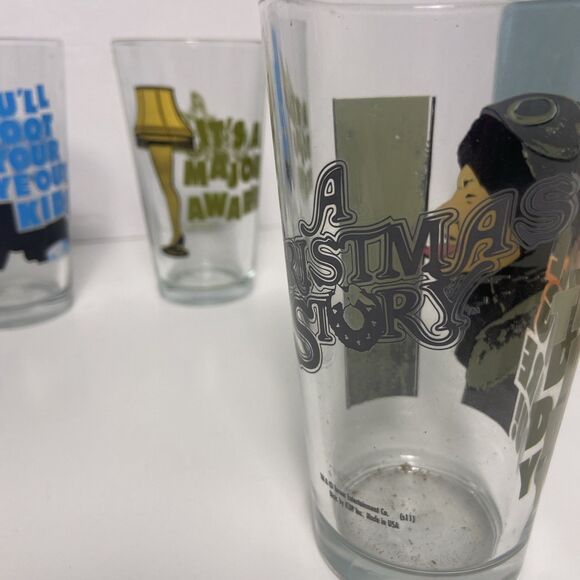A Christmas Story Pint Glasses Set 3 Leg Lamp Tongue On Ice You’ll Shoot Eye Out - Picture 4 of 9